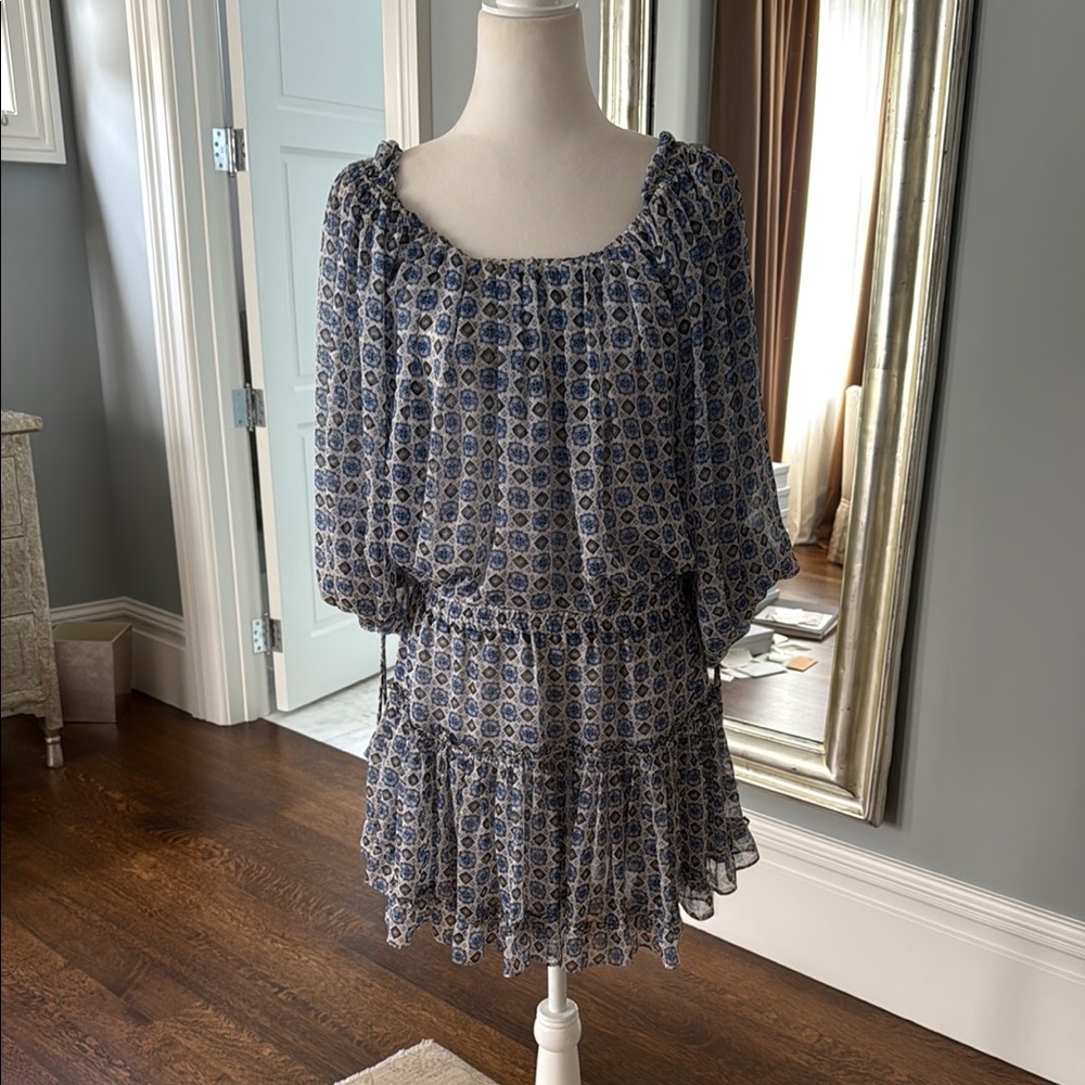 MISA Elegant Blue Patterned Dress